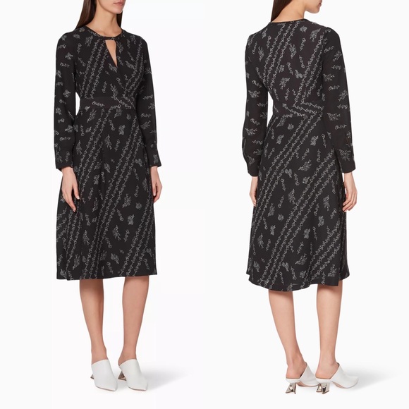 Club Monaco Dresses & Skirts - NWOT Club Monaco Islynn Faux Wrap Floral Print Midi Dress Long Sleeve Black 0